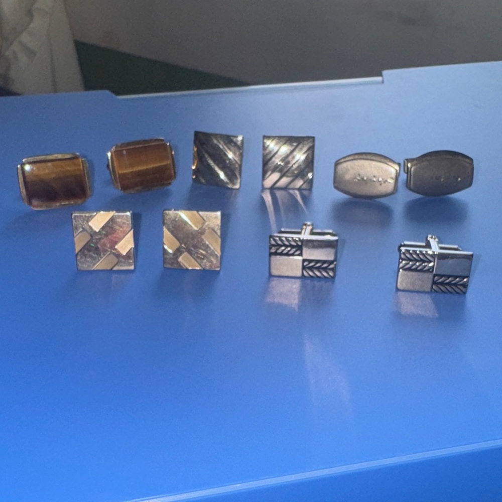 Elegant Silver and Gold Cufflinks Set of 5